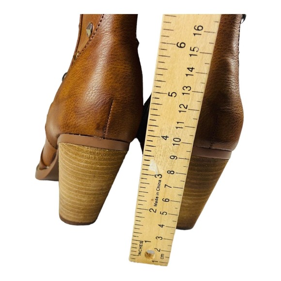 Cato Womens Comfort Leather Western Studded Tall Boots Brown Size 9M NWT - Picture 7 of 11